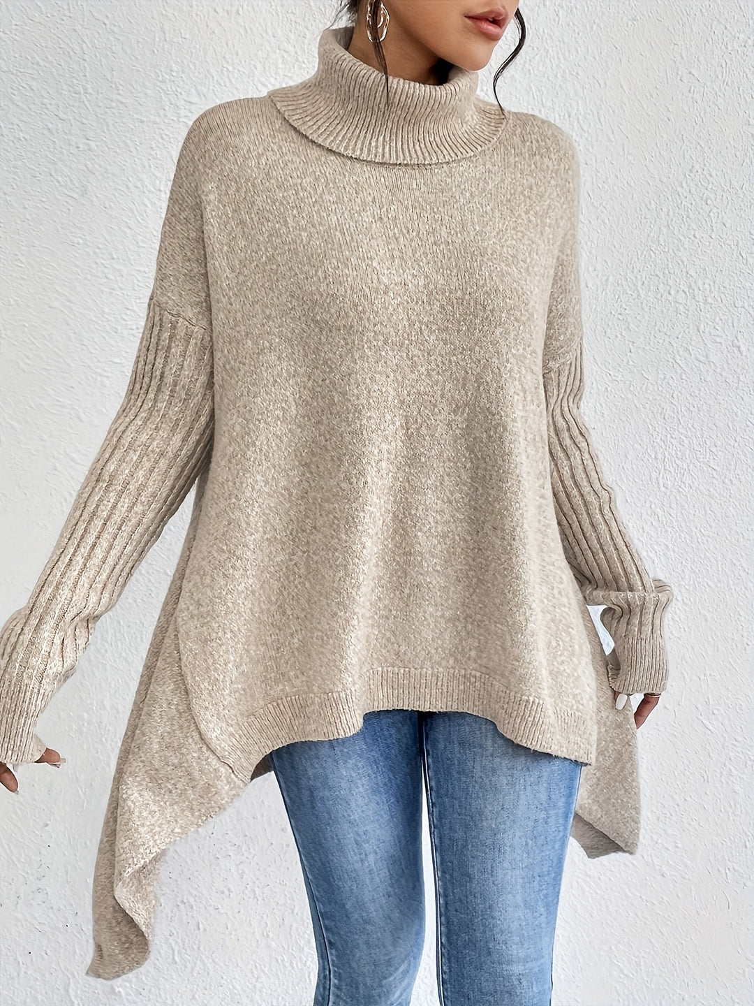 Tahlia - Casual Long Sleeve High Neck Sweater