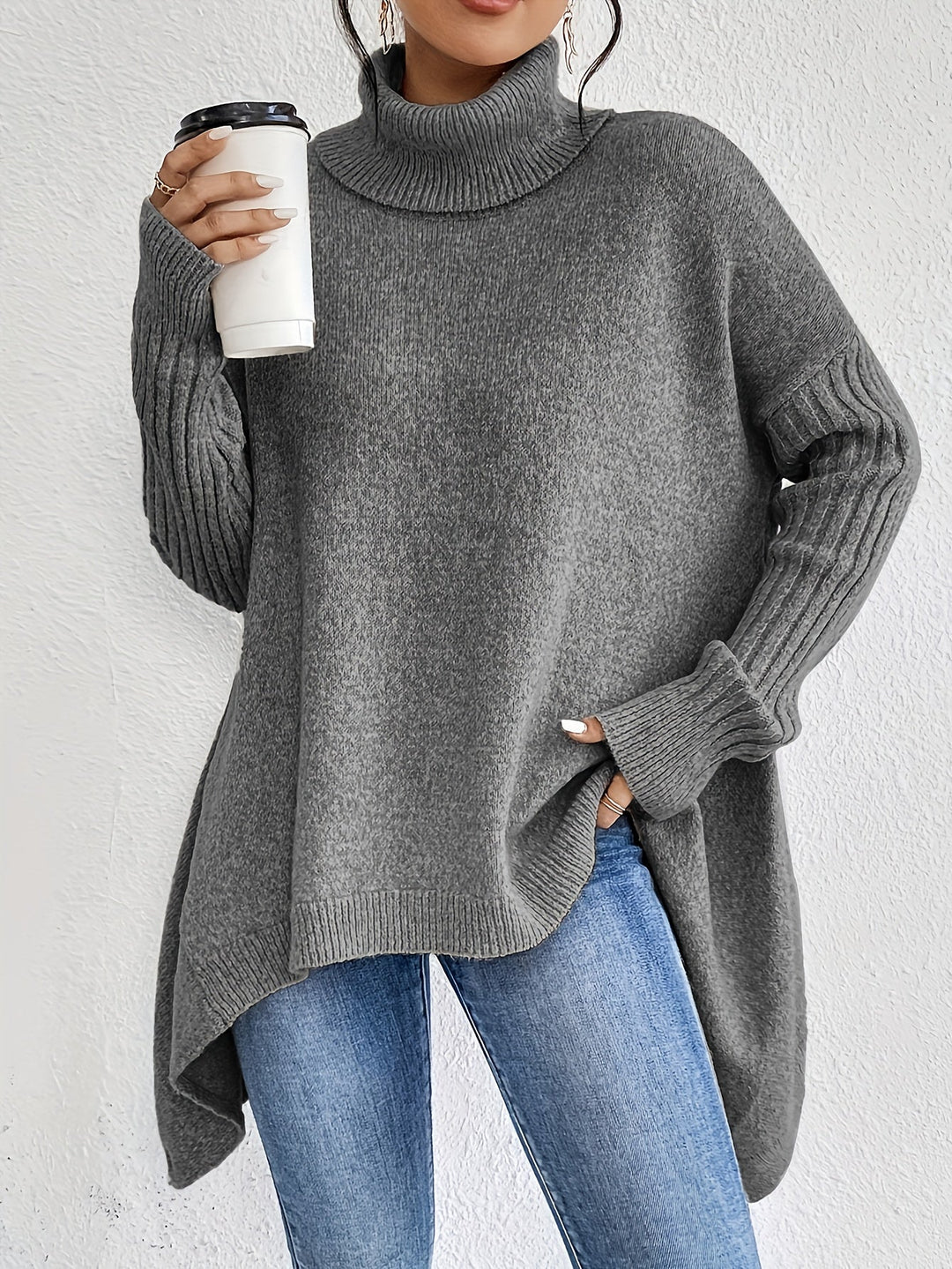 Tahlia - Casual Long Sleeve High Neck Sweater