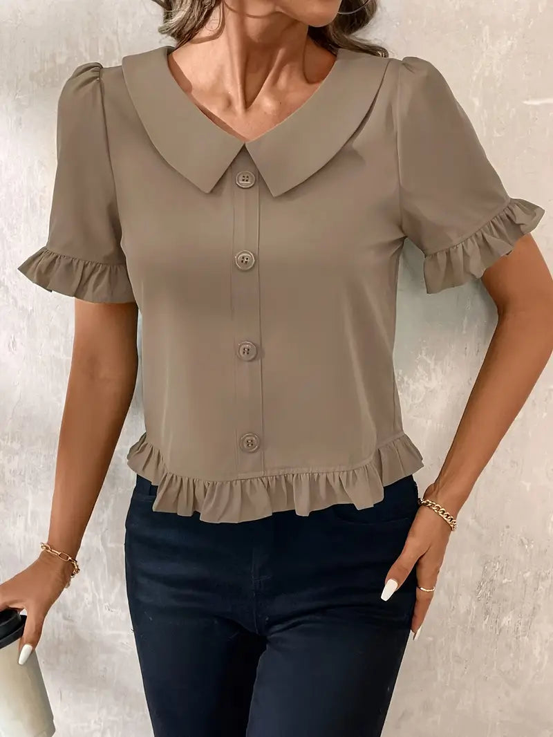 Fiona - Elegant Short Sleeve Blouse