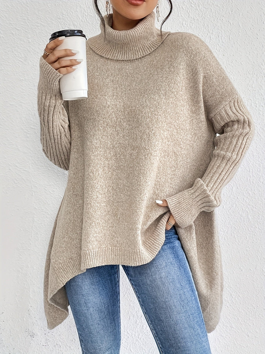 Tahlia - Casual Long Sleeve High Neck Sweater