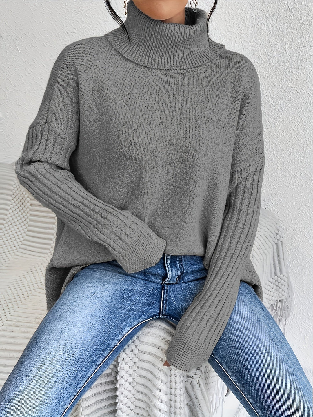 Tahlia - Casual Long Sleeve High Neck Sweater