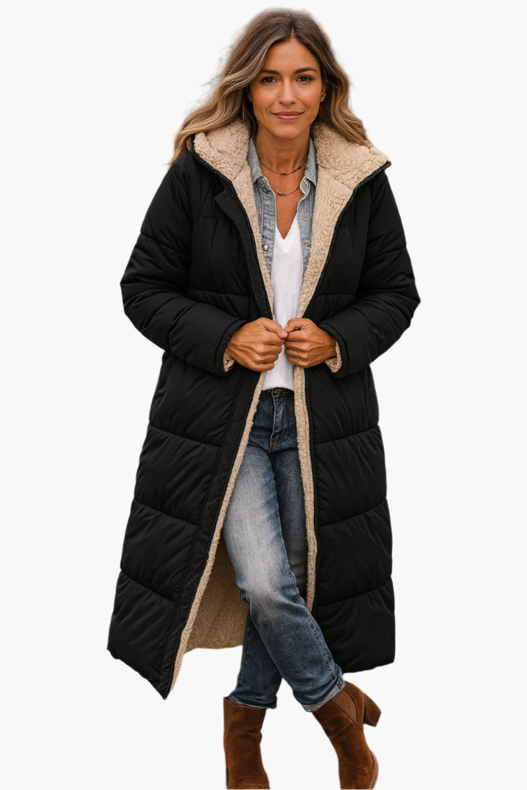 Paige - Cozy Long Hooded Quilted Coat
