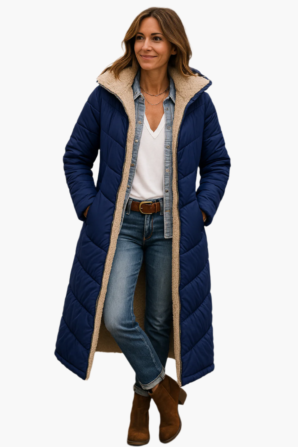 Paige - Cozy Long Hooded Quilted Coat