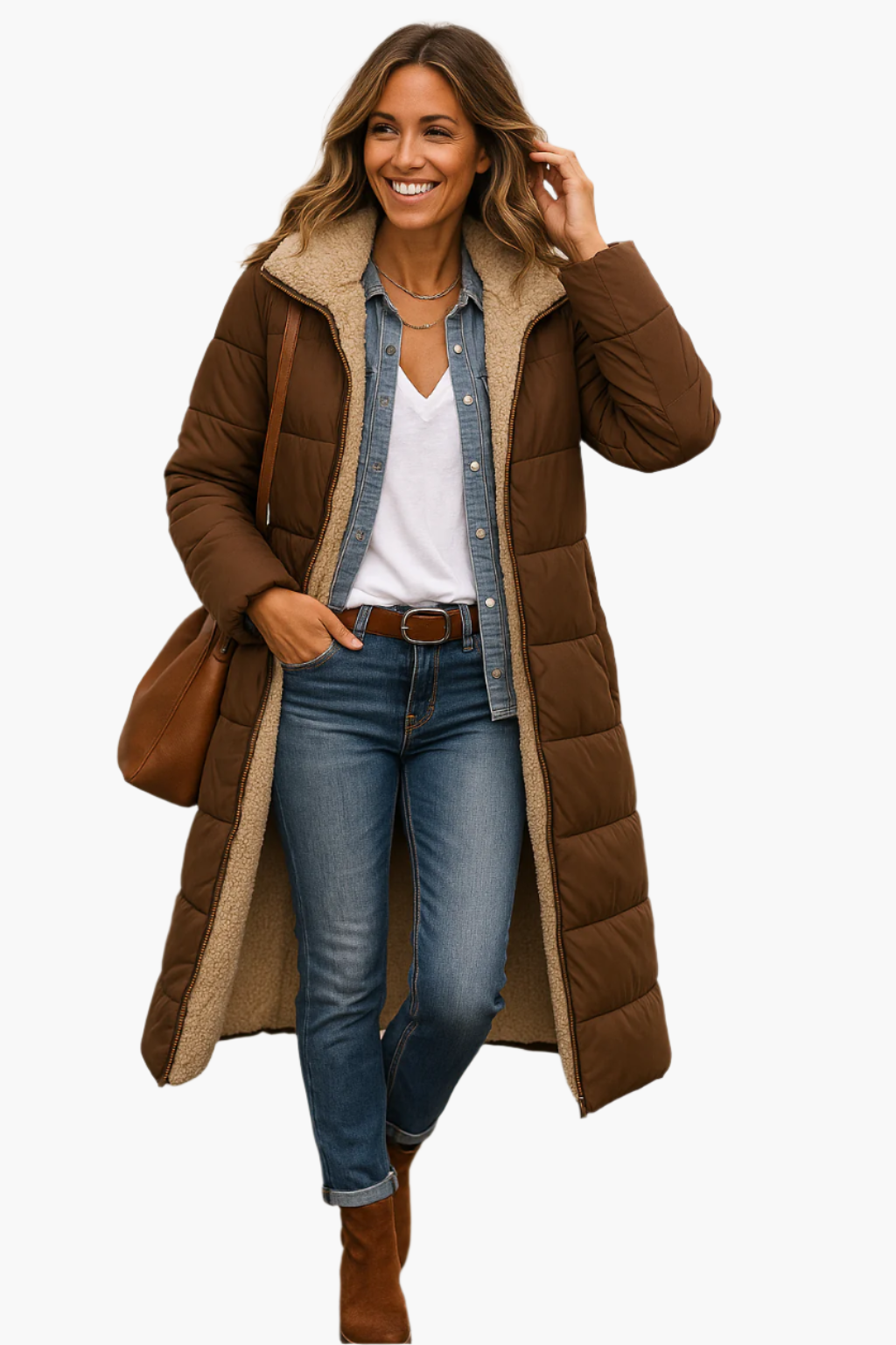 Paige - Cozy Long Hooded Quilted Coat