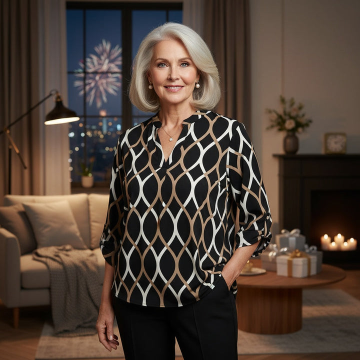 Alyce – Casual Long-Sleeve Blouse with Pattern