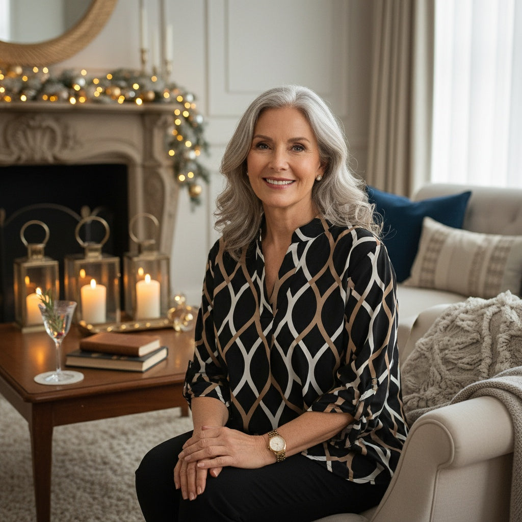 Alyce – Casual Long-Sleeve Blouse with Pattern