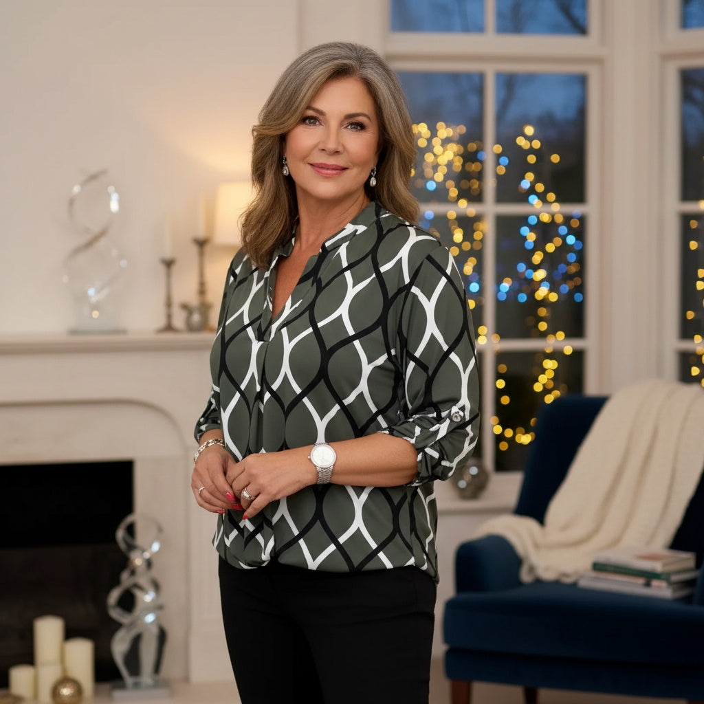 Alyce – Casual Long-Sleeve Blouse with Pattern