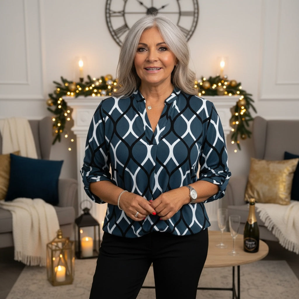 Alyce – Casual Long-Sleeve Blouse with Pattern