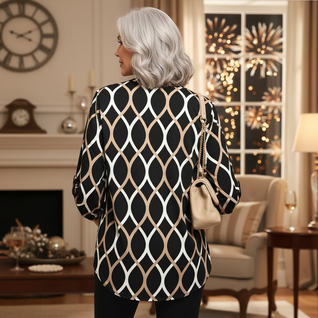 Alyce – Casual Long-Sleeve Blouse with Pattern