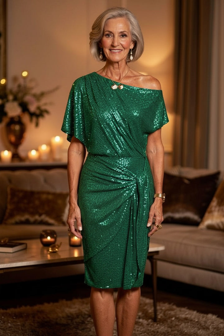AURELIA - Elegant Sequined Off-Shoulder Dress