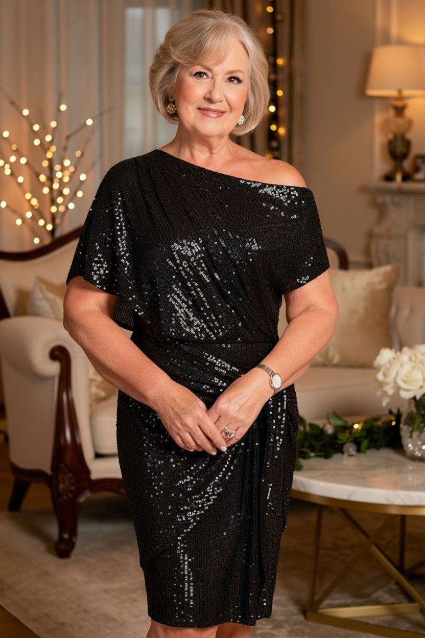 AURELIA - Elegant Sequined Off-Shoulder Dress