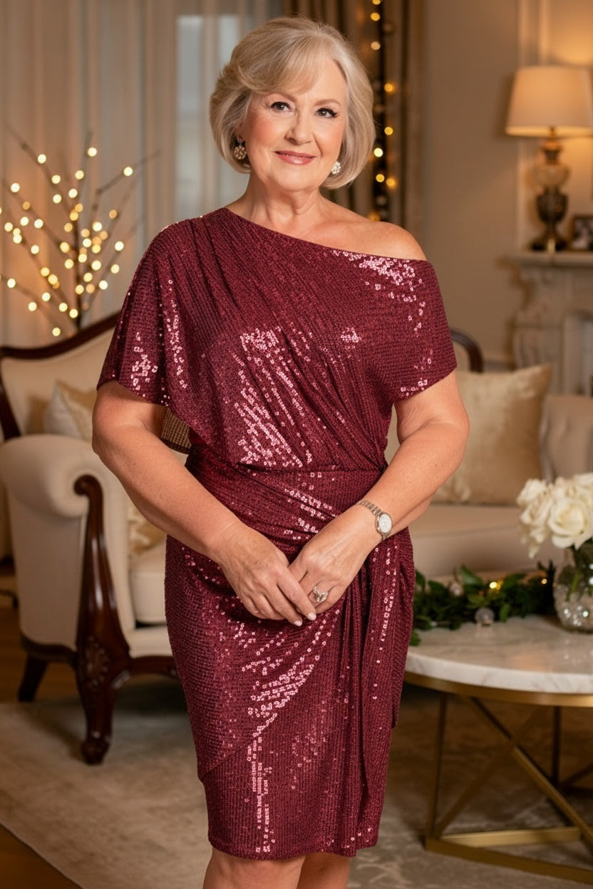 AURELIA - Elegant Sequined Off-Shoulder Dress