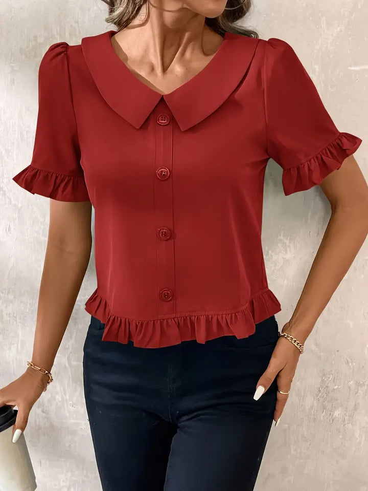 Fiona - Elegant Short Sleeve Blouse