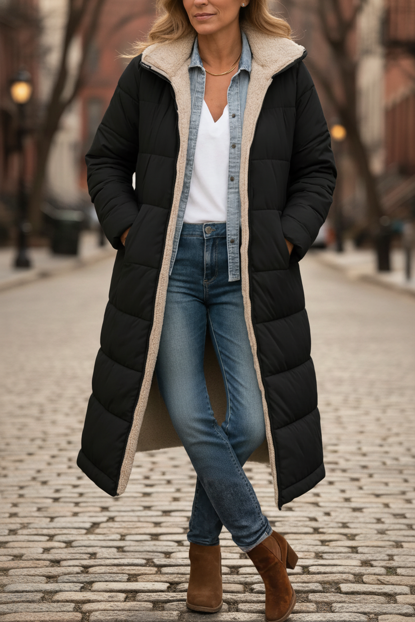 Paige - Cozy Long Hooded Quilted Coat