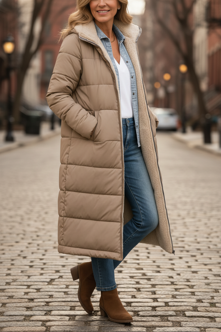 Paige - Cozy Long Hooded Quilted Coat