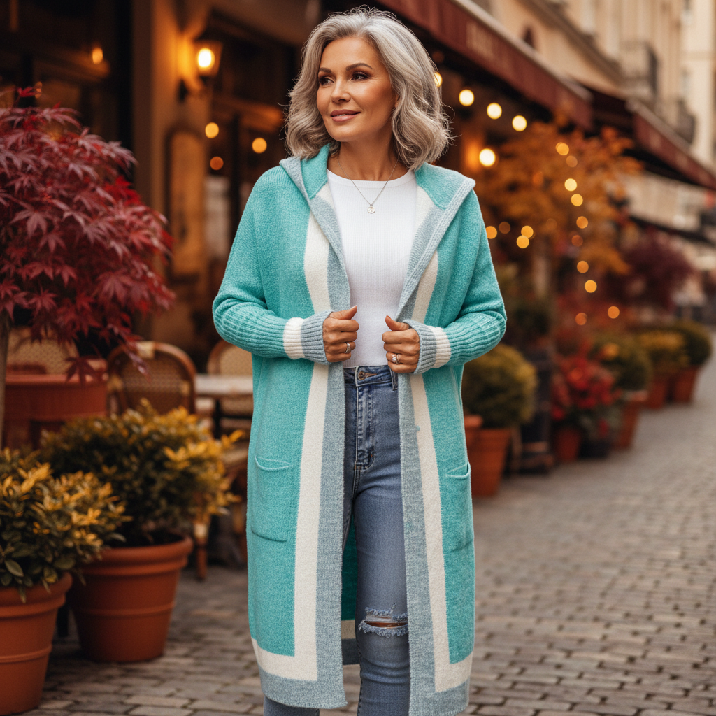 Platina – Cozy Open-Front Hooded Cardigan