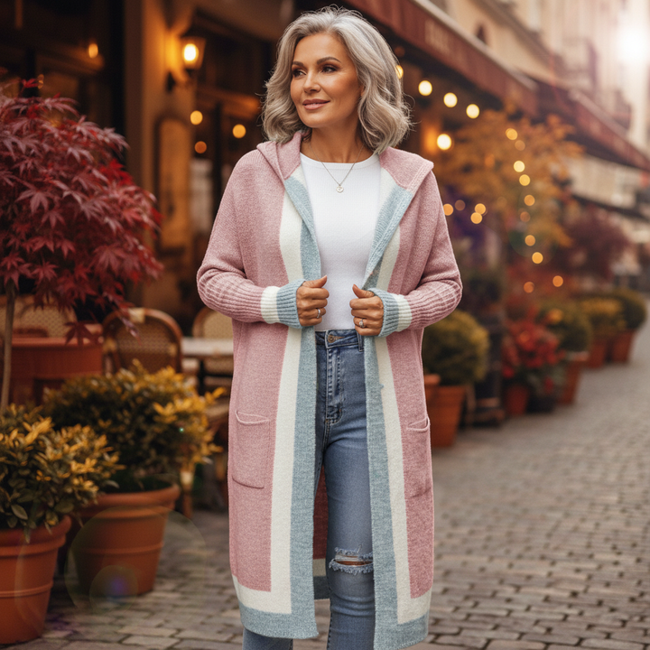 Platina – Cozy Open-Front Hooded Cardigan