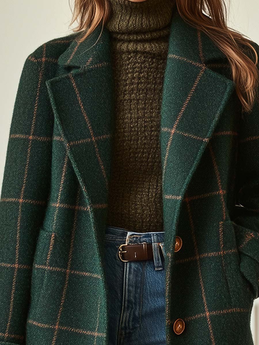 Catherine -Elegant Plaid Coat