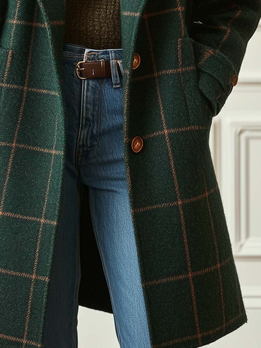 Catherine -Elegant Plaid Coat