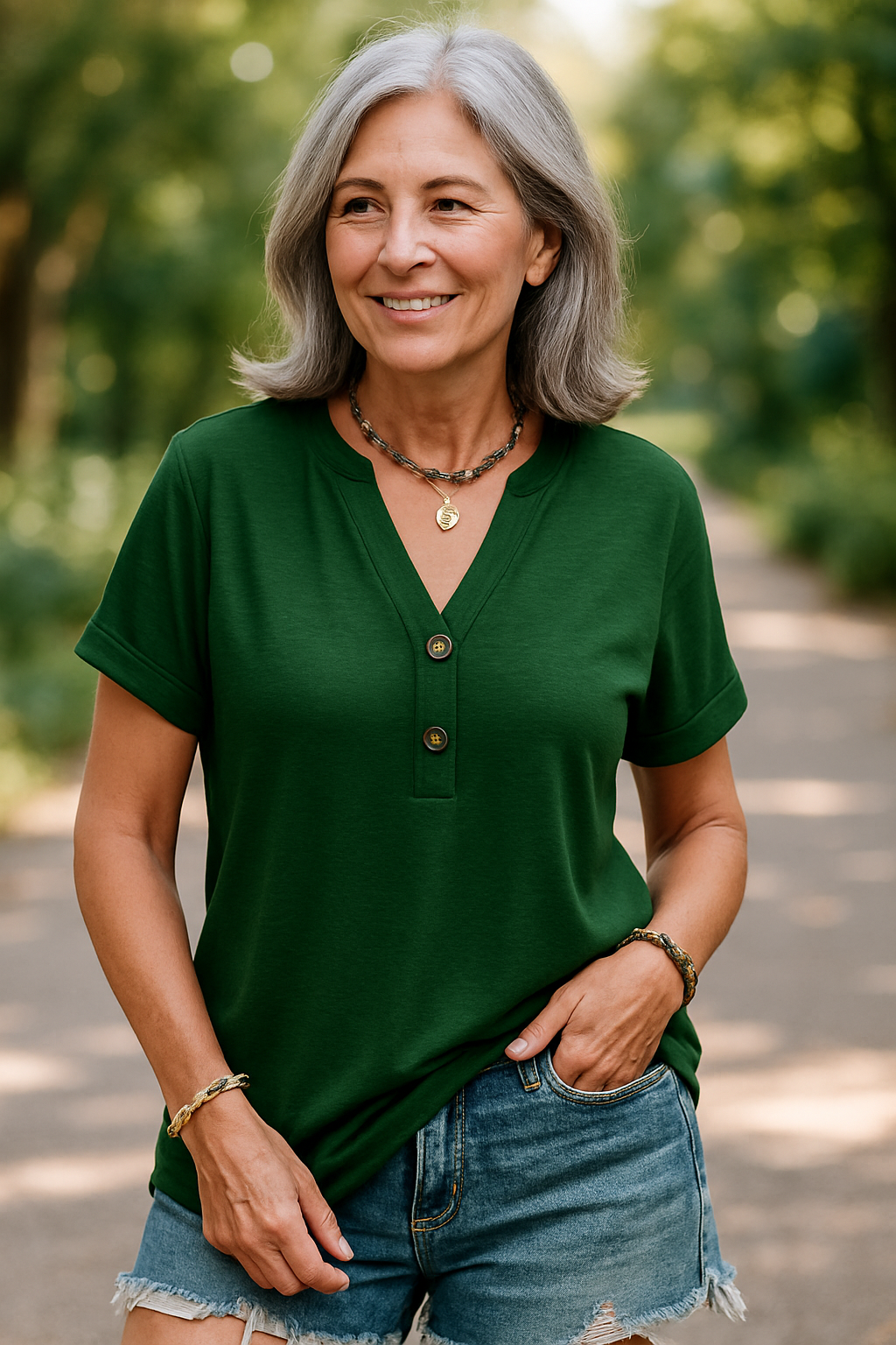 Merisa - Chic V-neck And Short Sleeve Blouse