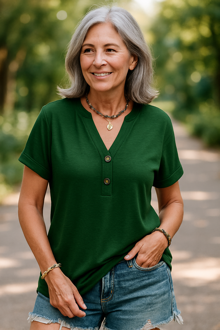 Merisa - Chic V-neck And Short Sleeve Blouse